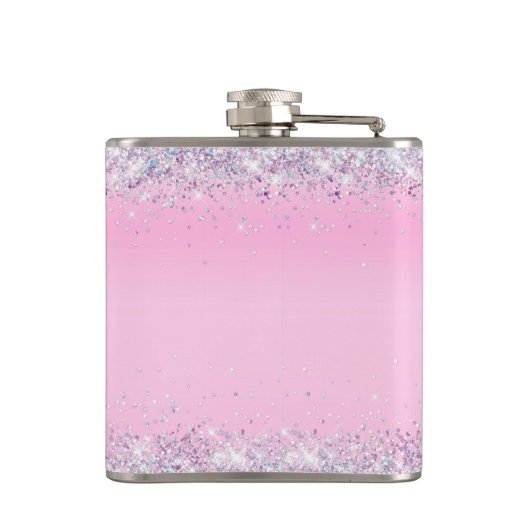 Glitter Pink Monogram Heupfles (Achterkant)