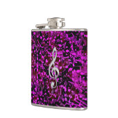 Glitter Pink Musical Notes Treble Clef Music Flask Heupfles (Links)