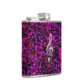 Glitter Pink Musical Notes Treble Clef Music Flask Heupfles (Rechts)