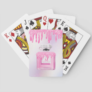 Glitter Pink Paint Perfume Monogram Pokerkaarten