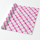 Glitter Pink Plaid Pattern Cadeaupapier (Uitgerold)