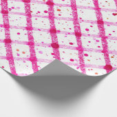Glitter Pink Plaid Pattern Cadeaupapier (Hoek)