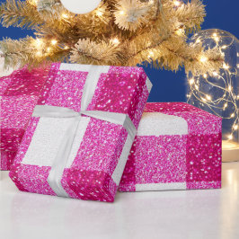 Glitter Pink Plaid Pattern Cadeaupapier