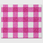 Glitter Pink Plaid Pattern Cadeaupapier (Vlak)