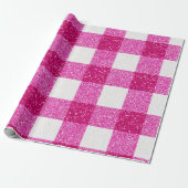 Glitter Pink Plaid Pattern Cadeaupapier (Uitgerold)