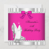 Glitter Pink Silver Glamor High Heels Party Kaart (Voorkant)