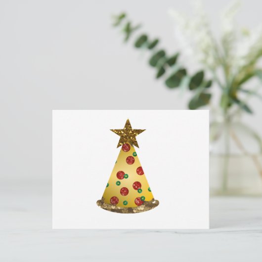 glitter pizza kerstboom feestdagenkaart (Staand voorkant)