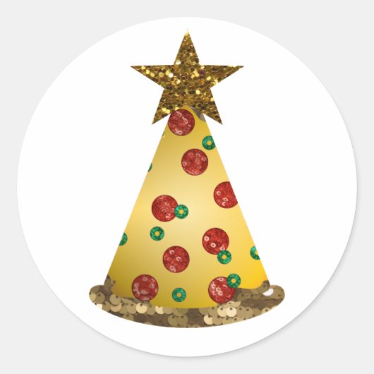 glitter pizza kerstboom ronde sticker (Voorkant)
