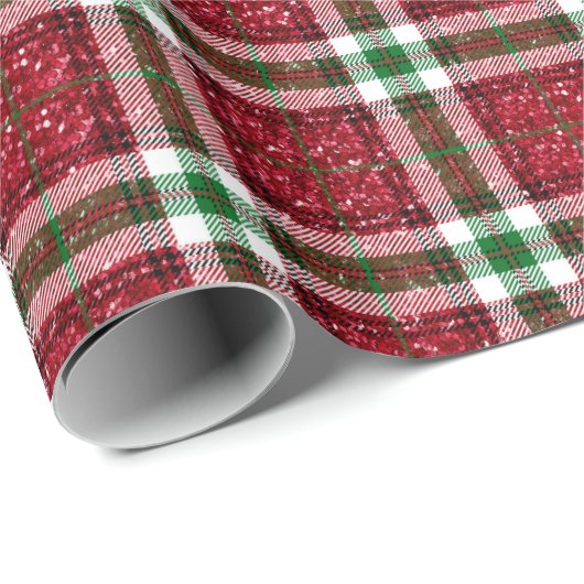 Glitter Plaid Christmas Cadeaupapier (Rol Hoek)