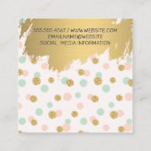 Glitter Polka Dot | Goud geborsteld | Monogram Vierkante Visitekaartje (Achterkant)