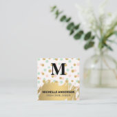 Glitter Polka Dot | Goud geborsteld | Monogram Vierkante Visitekaartje (Staand voorkant)