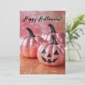 Glitter Pompoenen Halloween Wenskaart Kaart (Staand voorkant)