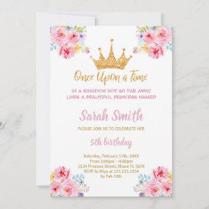 Glitter Prinses Verjaardag Uitnodiging