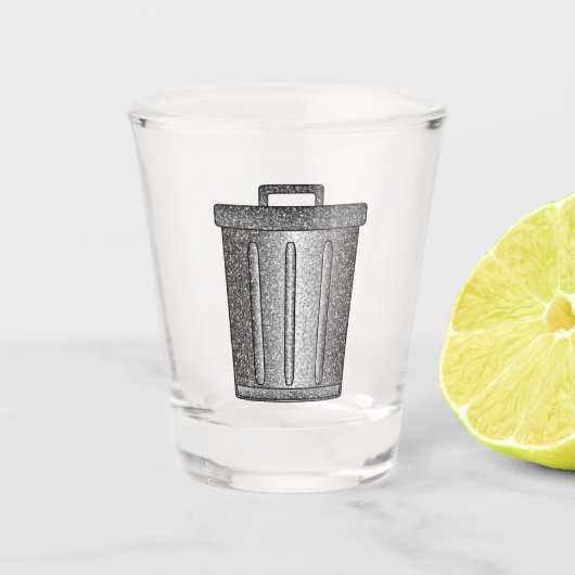 Glitter prullenbak shot glas (Voorkant)