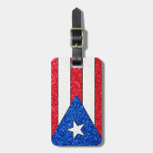  glitter Puerto Rico vlag bagagelabel (Voorkant verticaal)