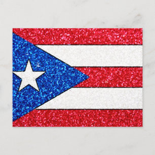 Glitter Puerto Rico vlag briefkaart