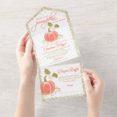 Glitter Pumpkin Baby shower Diaper Raffle All In One Uitnodiging (Afscheurbaar)