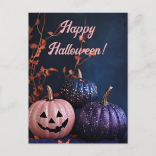 Glitter Pumpkins Halloween Wenskaart Briefkaart