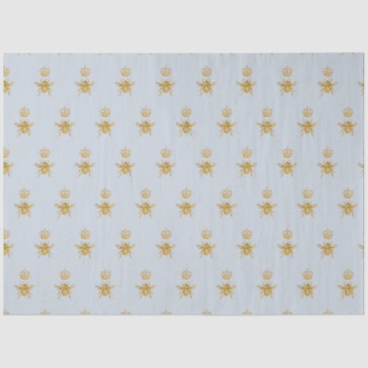 Glitter Queen Bee Crown Dusty Blue Baby Boy Tissuepapier (Voorkant)