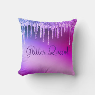 Glitter Queen Glitter Girly Paarse Throw Kussen