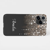Glitter Rain Golden Sequins Sparkle Black iPhone Hoesje (Achterkant horizontaal)