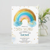 Glitter rainbow boy birthday invitation (Debout devant)