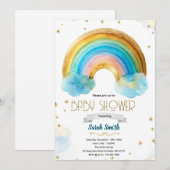 Glitter rainbow boy birthday invitation (Devant / Derrière)