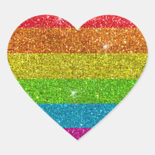 Glitter Rainbow Gay Pride LGBTQ Mensenrechten Hart Sticker