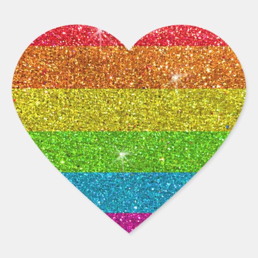 Glitter Rainbow Gay Pride LGBTQ Mensenrechten Hart Sticker (Voorkant)
