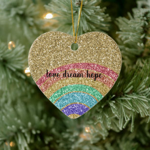 Glitter Rainbow Keramisch Ornament