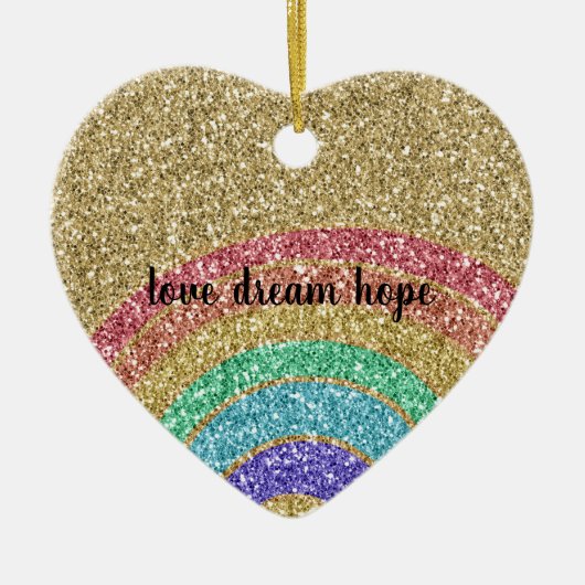 Glitter Rainbow  Keramisch Ornament (Voorkant)