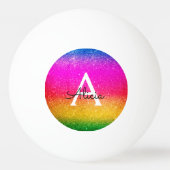 Glitter Rainbow Paarse Gele Monogram Pingpongballen (Voorkant)