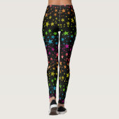 Glitter Rainbow Star Pattern Gay Pride Chic Black Leggings (Achterkant)
