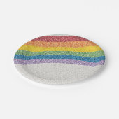 Glitter Rainbow Stripes Papieren Bordje (Gekanteld)