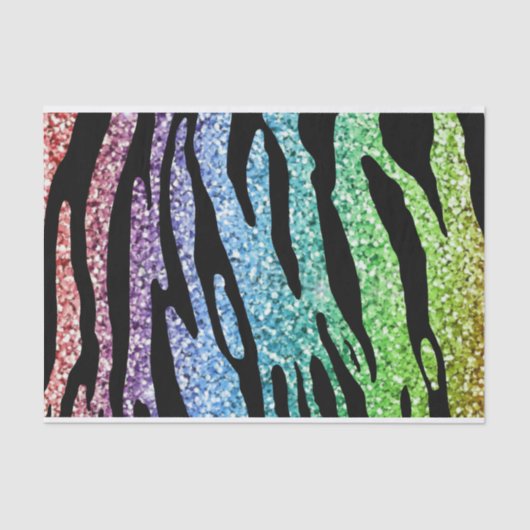 Glitter Rainbow Tiger Stripe Tissue Paper Tissuepapier (Voorkant)