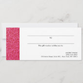 Glitter Raspberry roze luxe Gift Certificate Kaart (Achterkant)