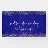 Glitter Red Blue Independence Day jul. Spandoek (Horizontaal)