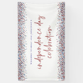 Glitter Red Blue Welcome Independence Day op 4 jul Spandoek (Verticaal)