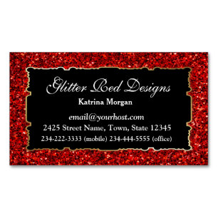 Glitter Red Elegance Magnetisch Visitekaartje