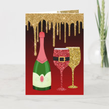 Glitter Red en Gold Champagne Glasses Kerstmis