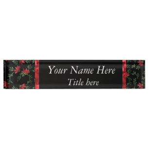 Glitter Red Flowers op Black Naambordje