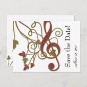 Glitter Red Gold Music Bewaar de datum Aankondigingskaart (Voorkant / Achterkant)