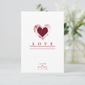 Glitter Red Heart Romantic Love Quote Wedding Kaart (Staand voorkant)