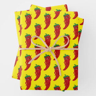 Glitter Red Hot Pepper Diva Geel Inpakpapier Vel