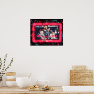 Glitter Red-Lijst voor fijne kerst en helderheid Poster