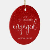 Glitter Red, onze eerste kerstfoto Keramisch Ornament (Rechts)