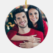 Glitter Red, onze eerste kerstfoto Keramisch Ornament (Achterkant)