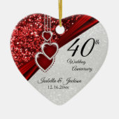 Glitter Red Ruby 40th Jubileum 💕 - Beide zijden Keramisch Ornament (Voorkant)