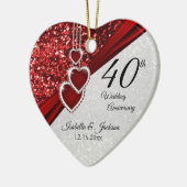 Glitter Red Ruby 40th Jubileum 💕 - Beide zijden Keramisch Ornament (Links)