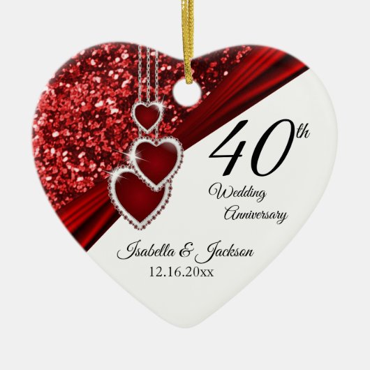 Glitter Red Ruby 40th Jubileum 💕 Keepomwille Keramisch Ornament (Voorkant)